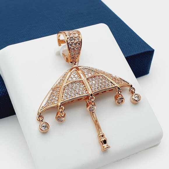 "14K Gold Plated Cubic Zircon Pendant, INUS1BR078 - Picture 3 of 10